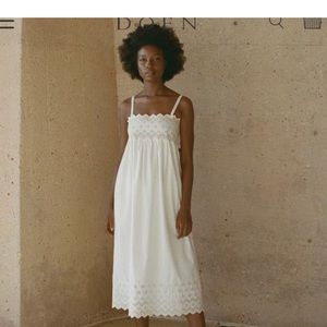 Doen babydoll maxi dress with eyelet trim